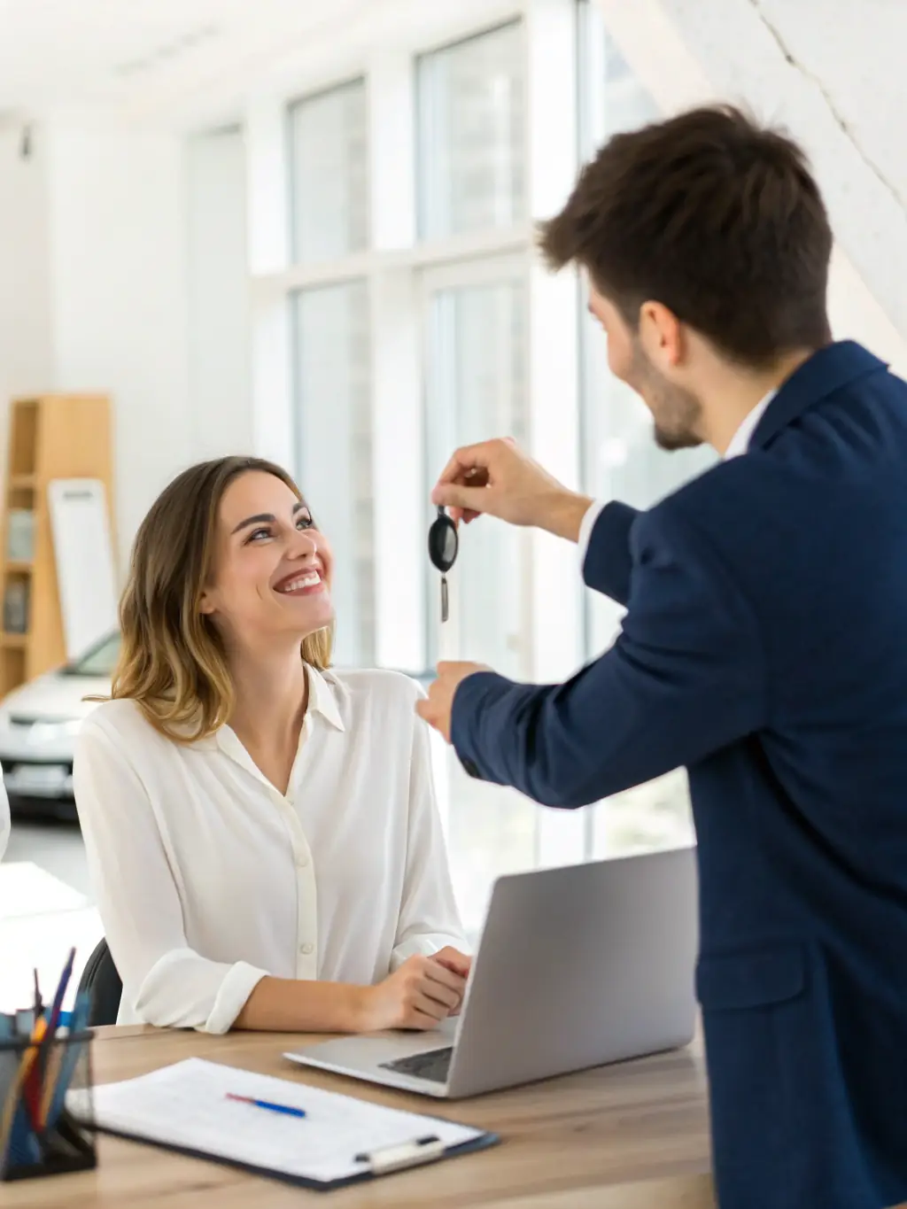 An insurance agent successfully closing a deal with a satisfied client, showcasing the effectiveness of RMA Solutions' closing assistance.