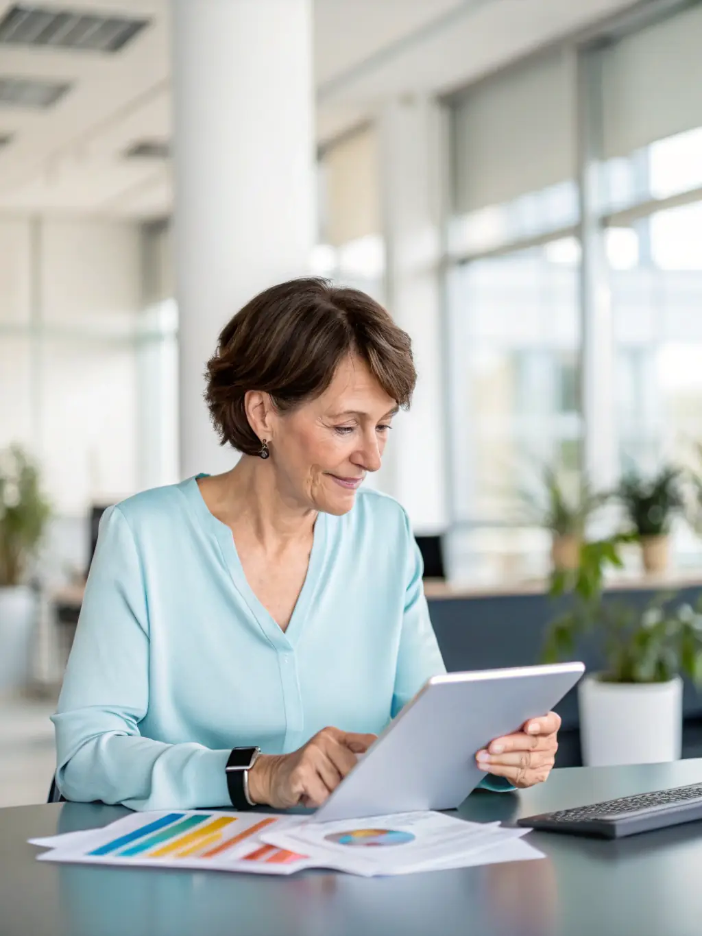 A professional insurance agent reviewing a stack of potential leads in a well-lit office, symbolizing lead generation.
