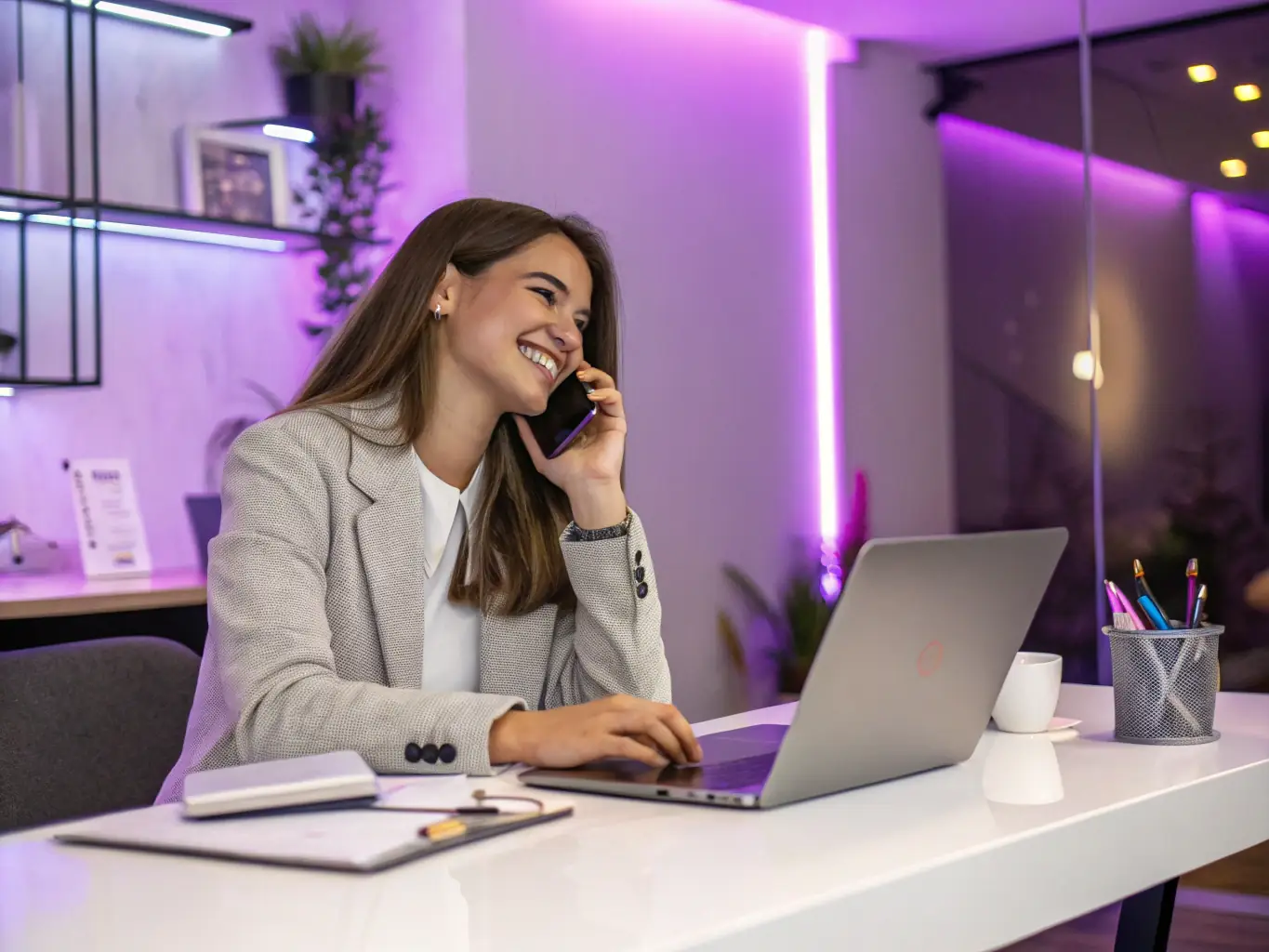 An image showing a life insurance agent having a productive phone conversation with a client, emphasizing the value of callback leads in nurturing relationships.