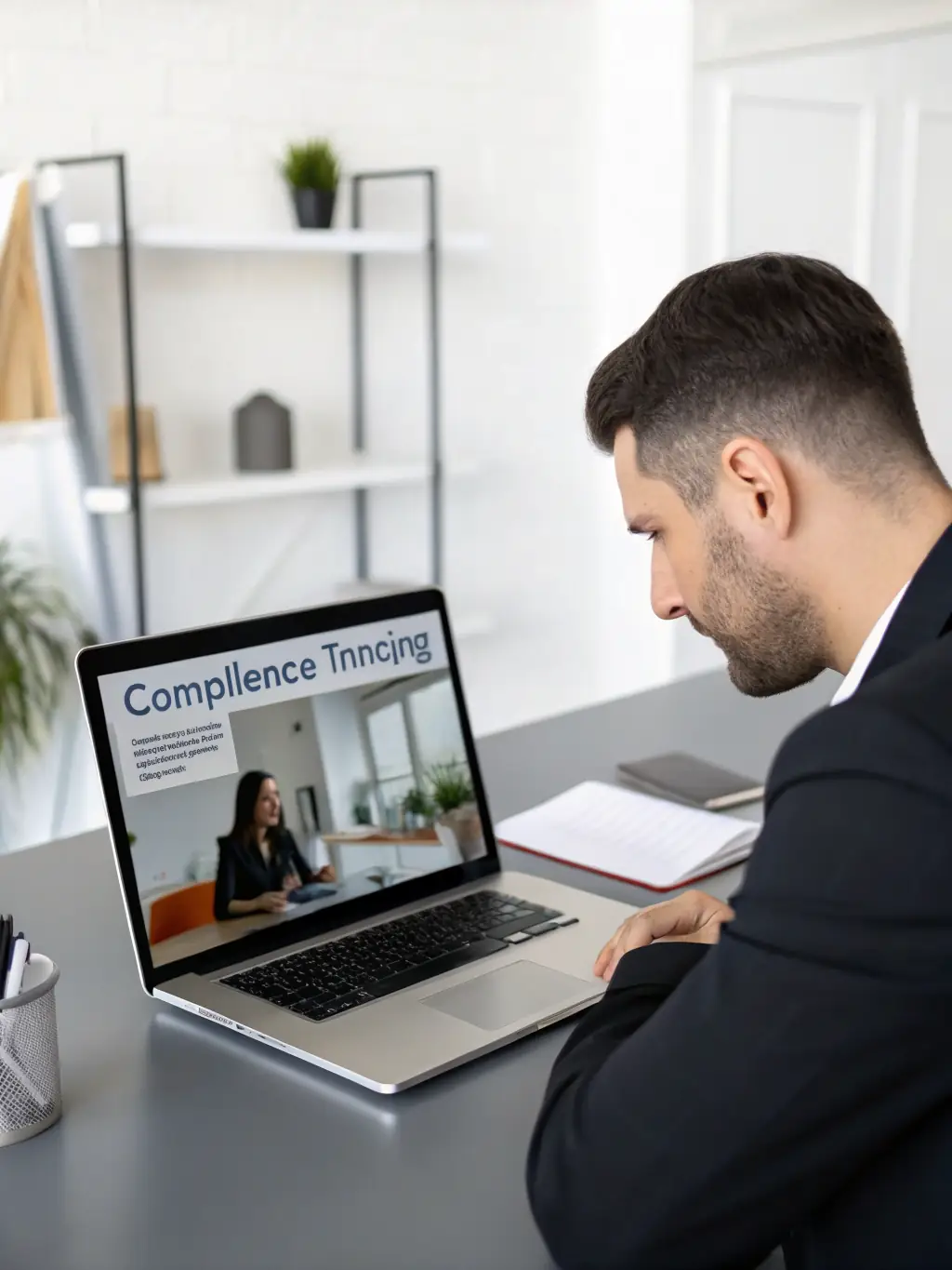 An agent reviewing gathered data on a computer screen, ensuring accuracy and completeness before proceeding to the next step.