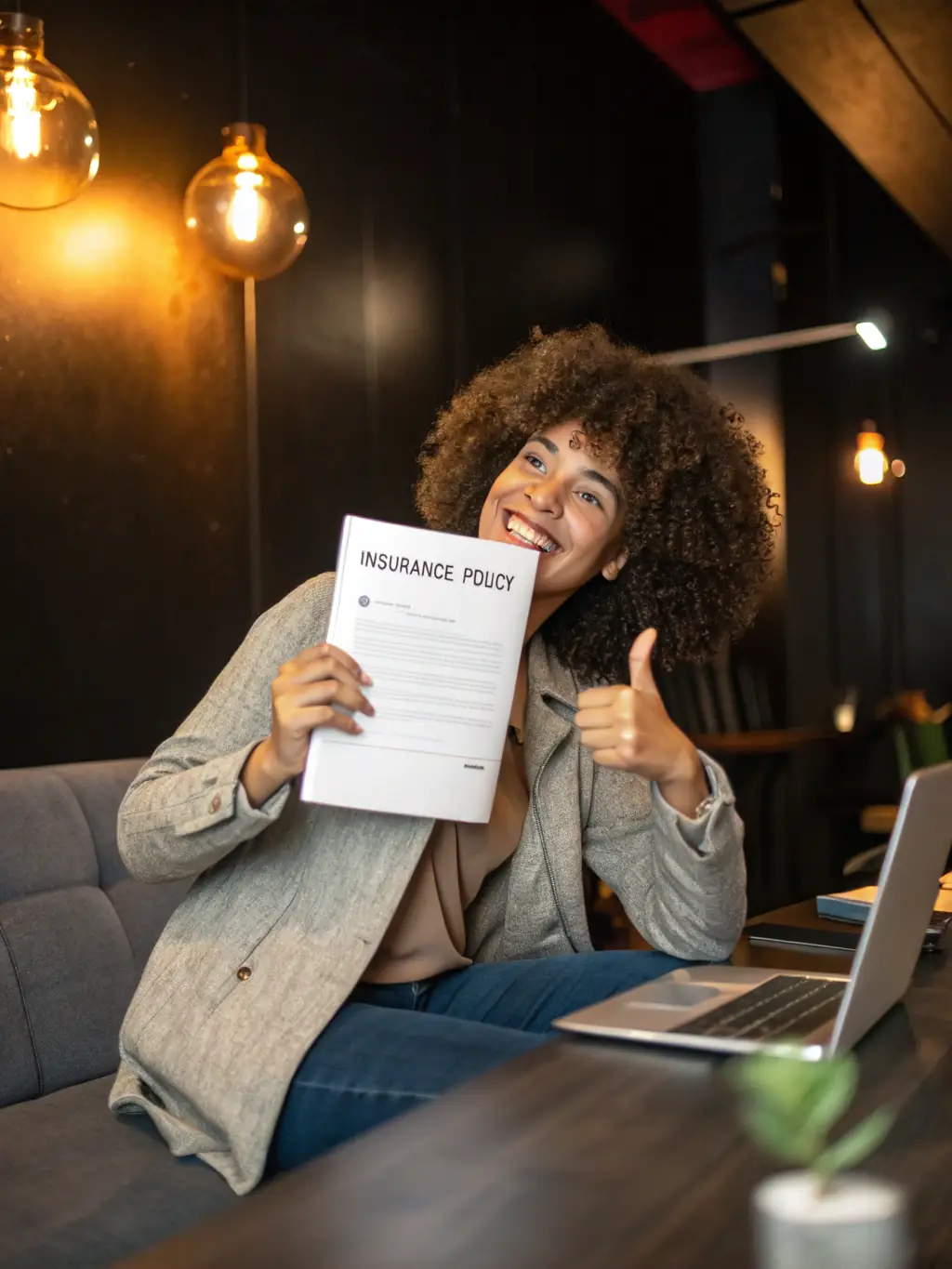 An insurance agent receiving a completed application, ready to submit to the insurance company, with a look of satisfaction.